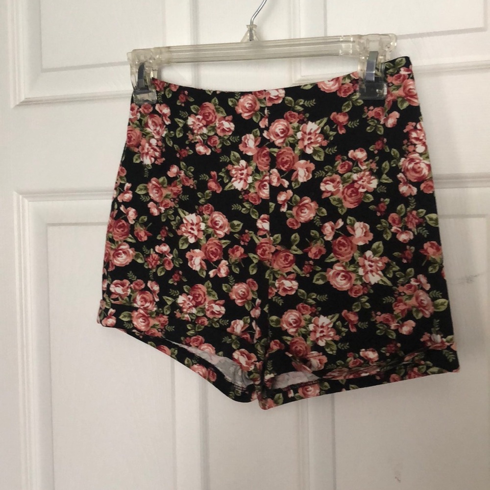 High waisted floral shorts